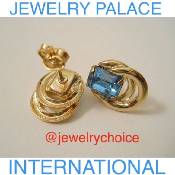 14K Gold Filled Stunning Light Blue Cubic Zirconia Post Earrings - Picture 5 of 11